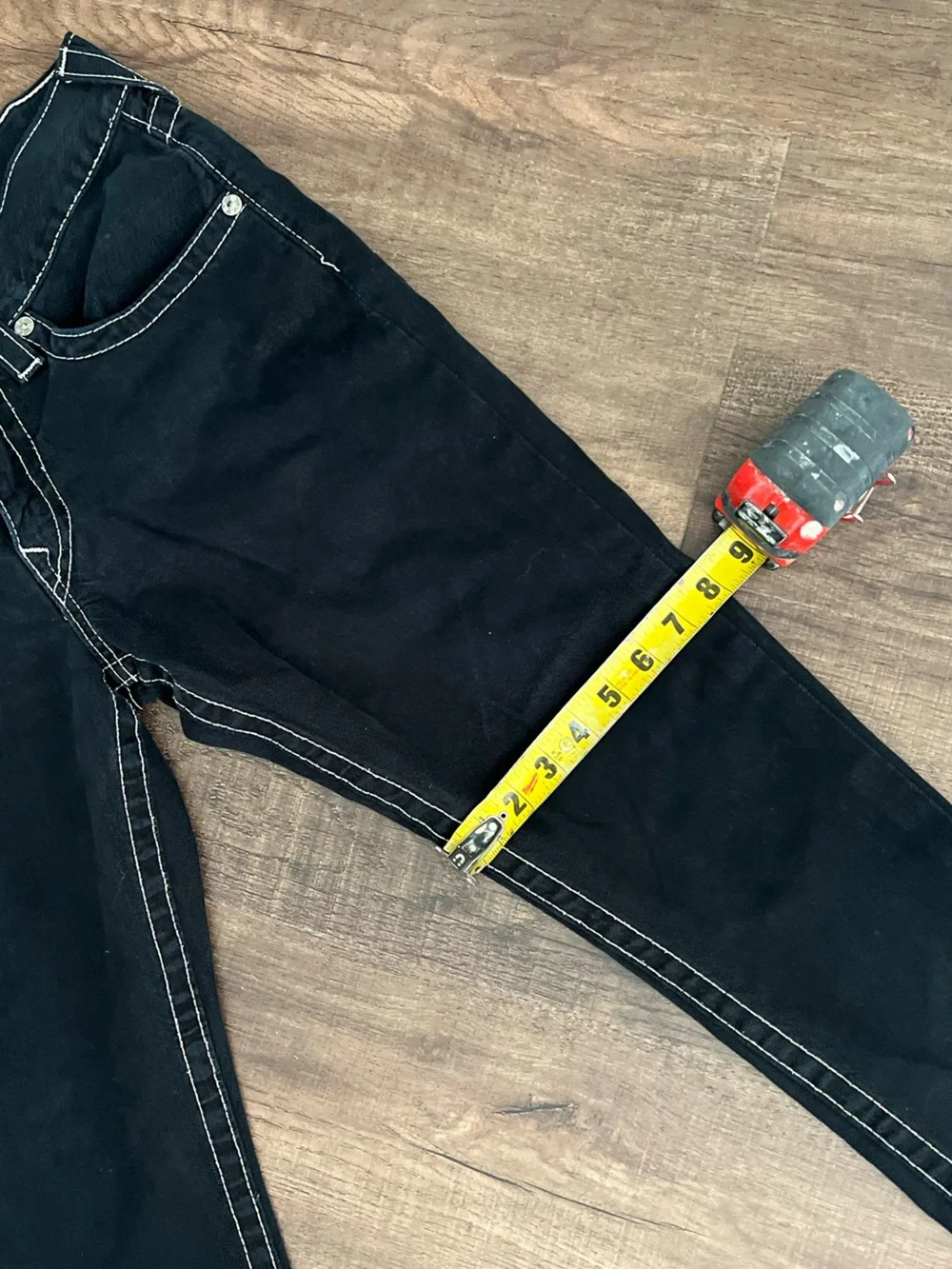 True Religion Black Jeans with Contrast Stitching